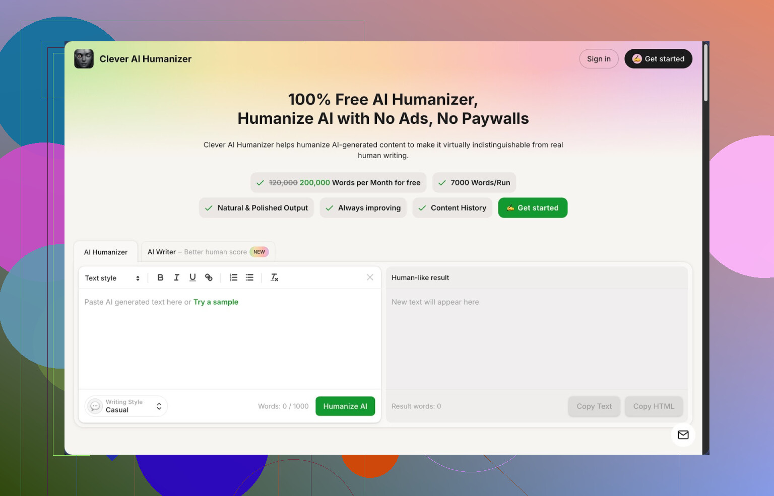 1. Clever AI Humanizer Testbericht