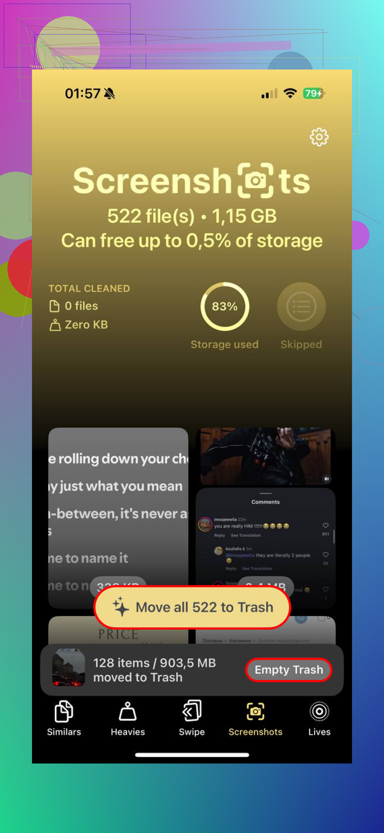 Supprimer des captures d’écran sur iPhone -- Pourquoi mon stockage change-t-il à peine après ?
